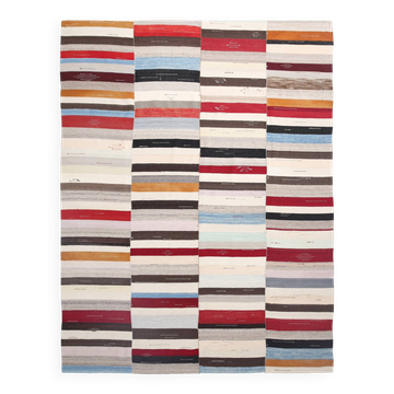 Tapis Kilim vintage de style moderne du milieu du siècle, grand format (272 x 367 cm)