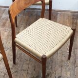 Set of 6 dining chairs, model 75 by Niels O. Møller in teak and paper cord