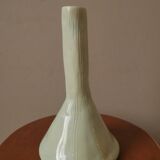 Vintage enameled ceramic soliflore vase, artisanal handmade pottery