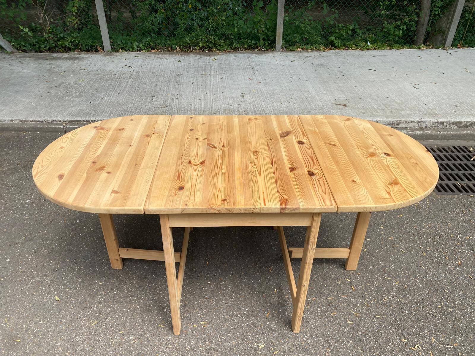 Extendable dining table with leaves renovated by Karin Mobring for Ikea 1970