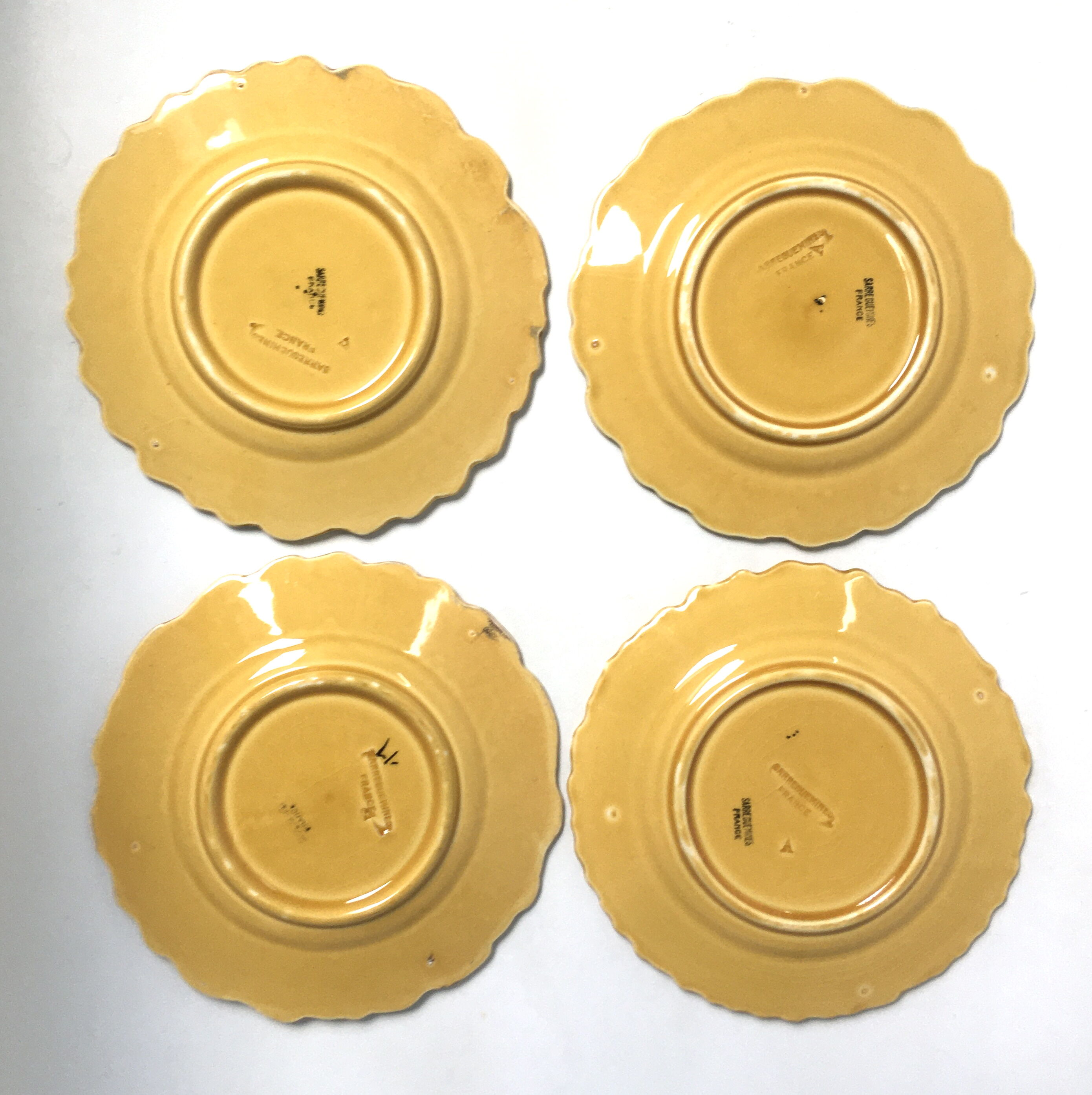 4 dessert plates sarreguemines france slip vintage antique majolica