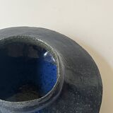 Large handmade spinning top vase in glazed ceramic and signed circa 1950