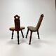 Ensemble de 2 tabourets de trépied en chêne brutaliste du milieu du siècle, années 1960