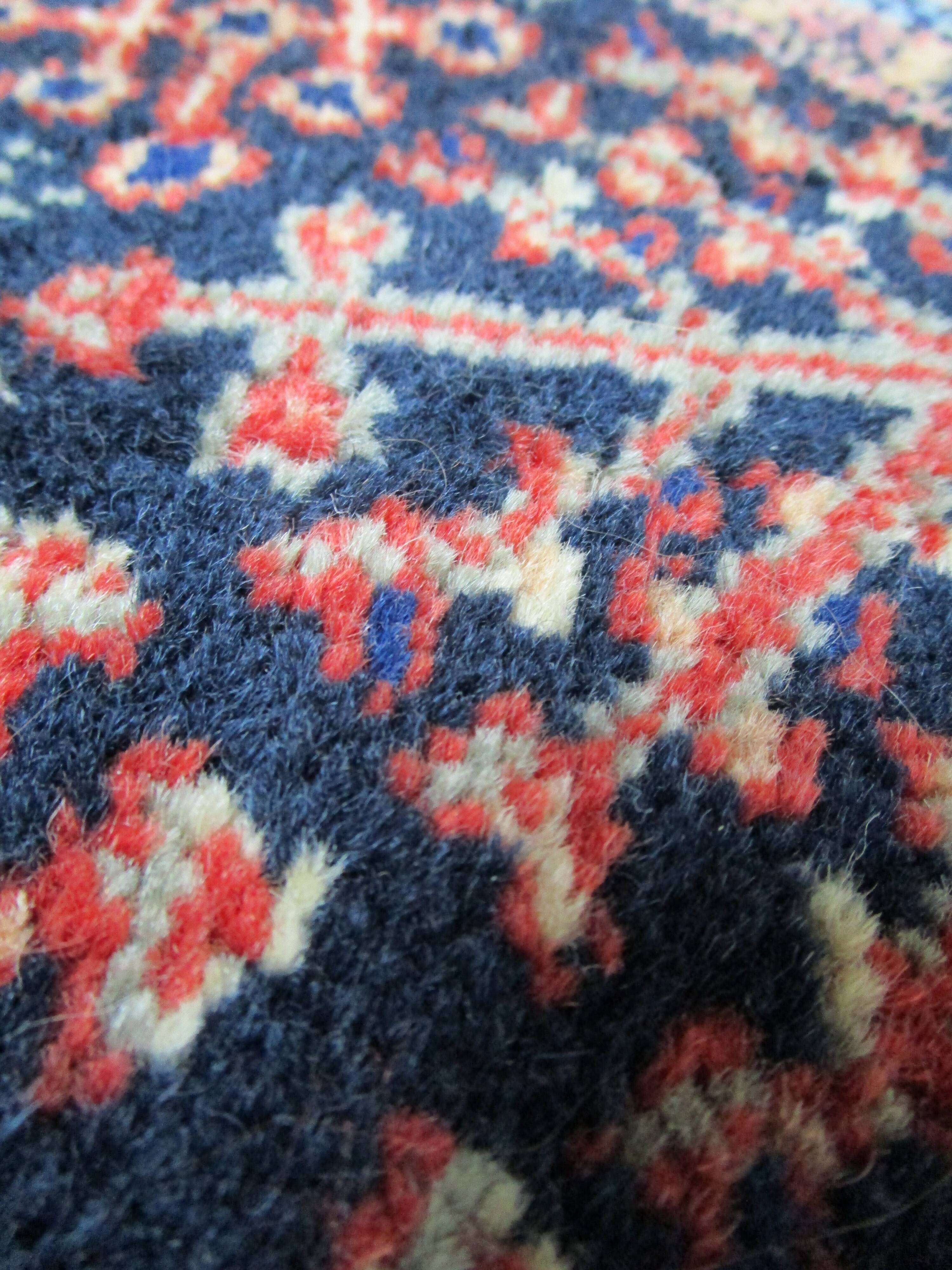 Vintage blue carpet in wool tied 102 x 170 cm