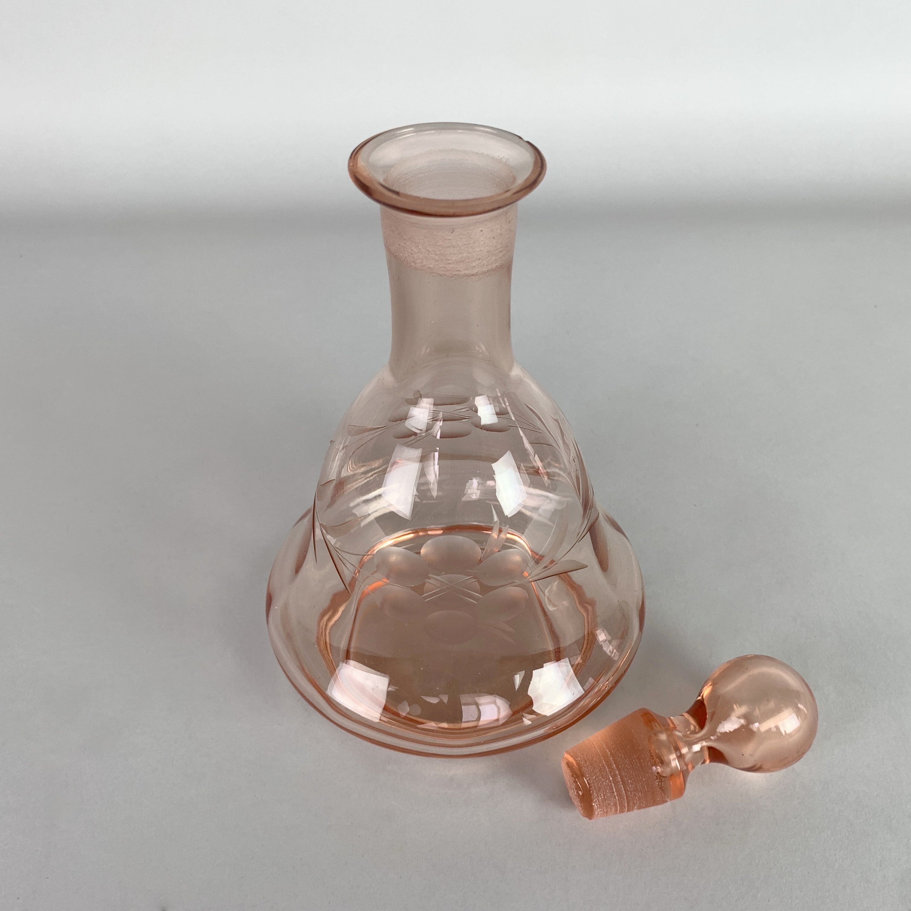 1950's bohemian rosaline cut glass carafe