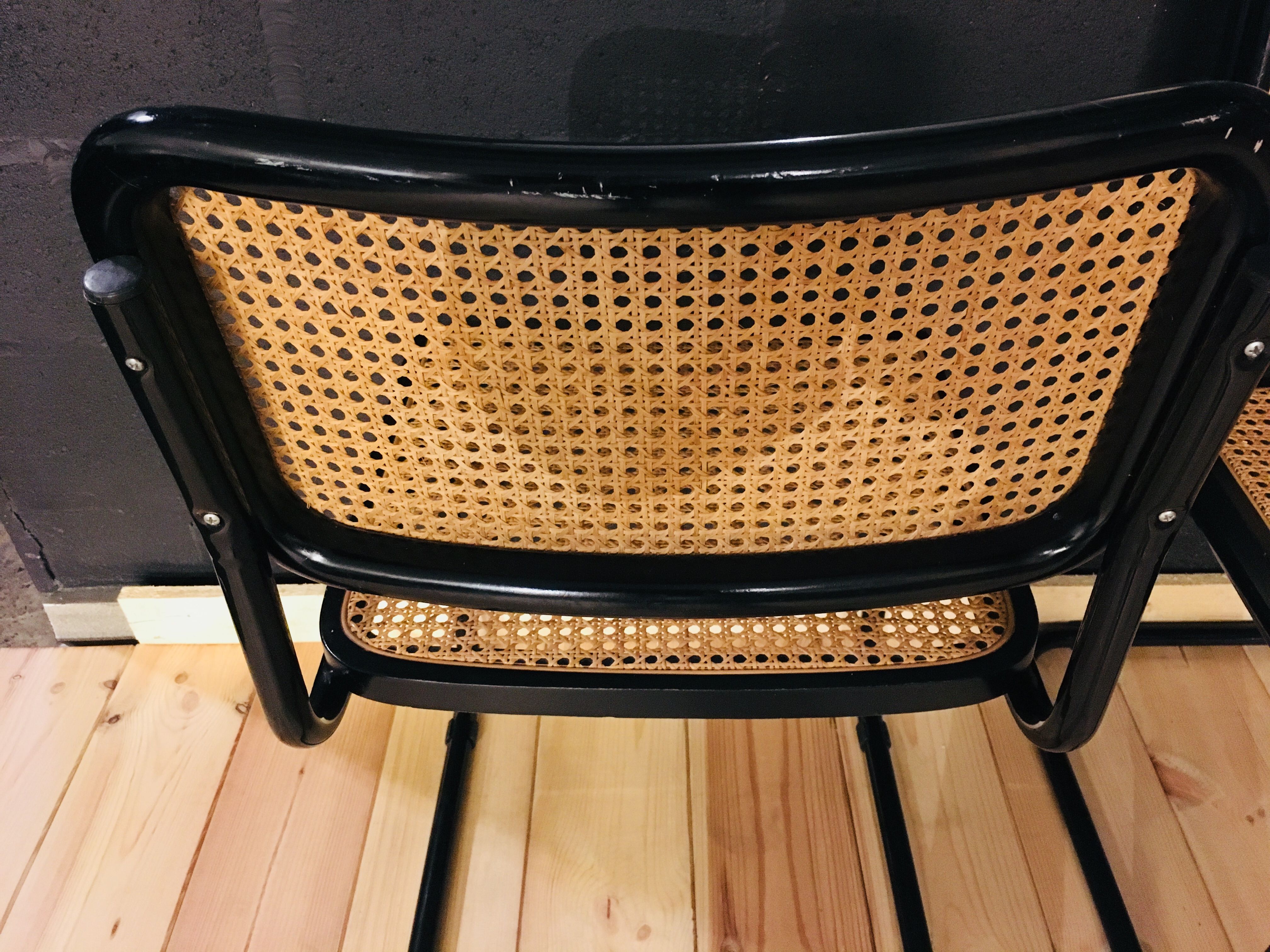 Set of 4 chairs black model B32 design by Marcel Breuer