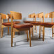 Vintage dining chairs in natural leather and beech Italy