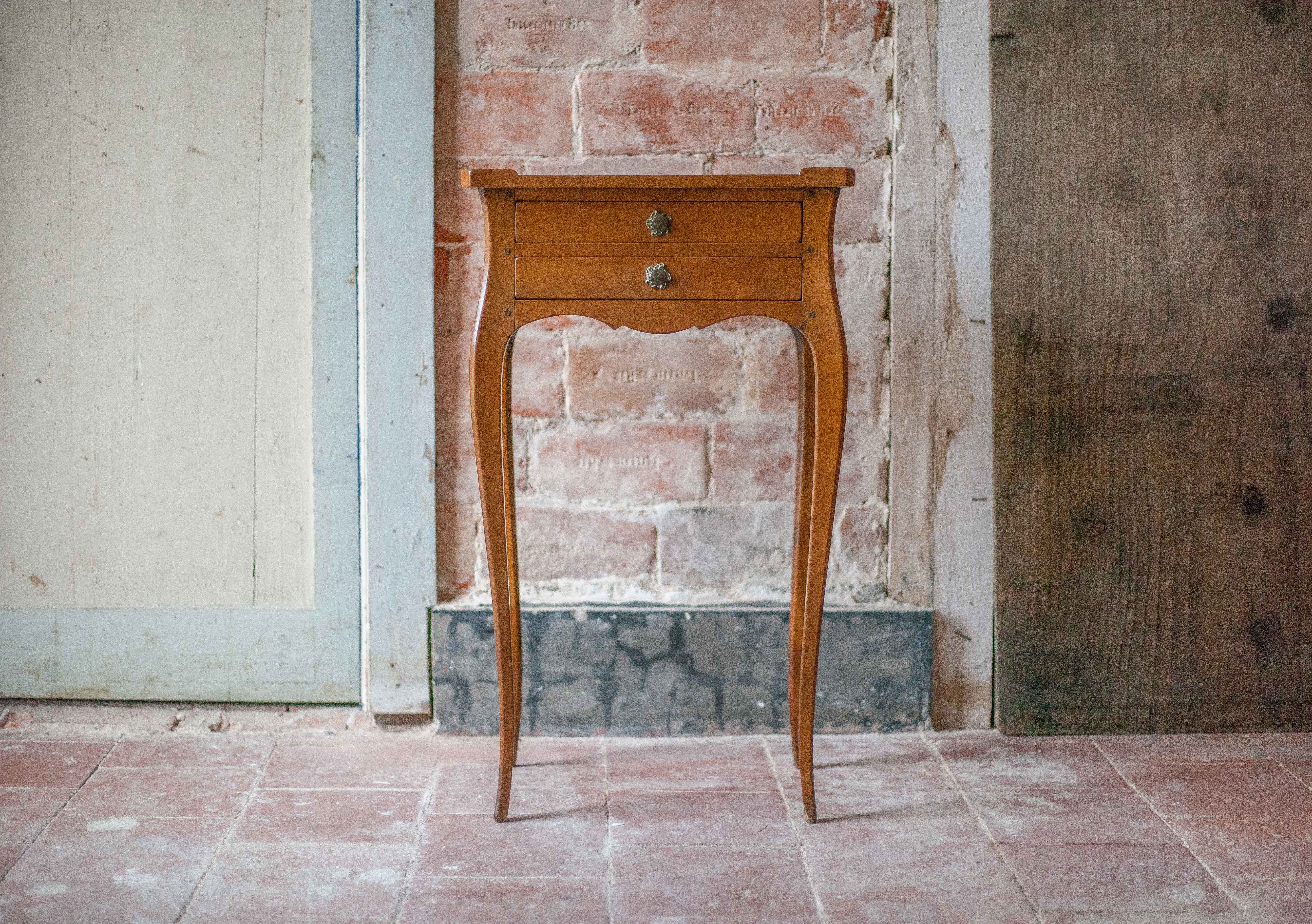 Vintage bedside table, bedside table with 2 drawers, side table, Louis XV.