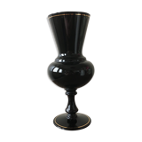 Large black vase with faience gold edging