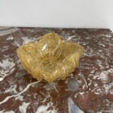 Empty pocket, Murano, Archimedes Seguso, yellow, gold, bubbled, stylized flower-forming, blown glass, Italy