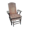 Transat Wicker armchair wood foot rest vintage