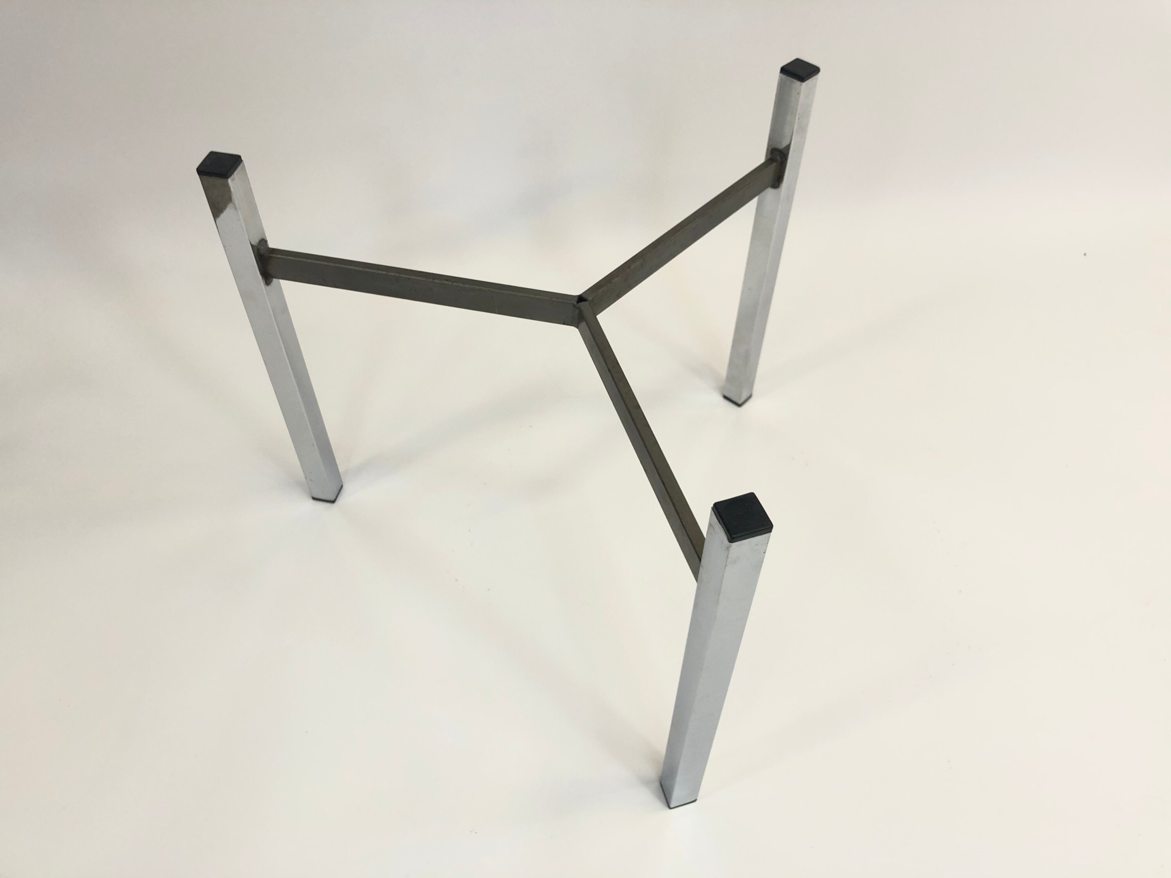 Minimalist vintage coffee table in chrome glass 1970