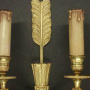 Large pair of arrow sconces and eagle heads in Empire style - gilded bronze