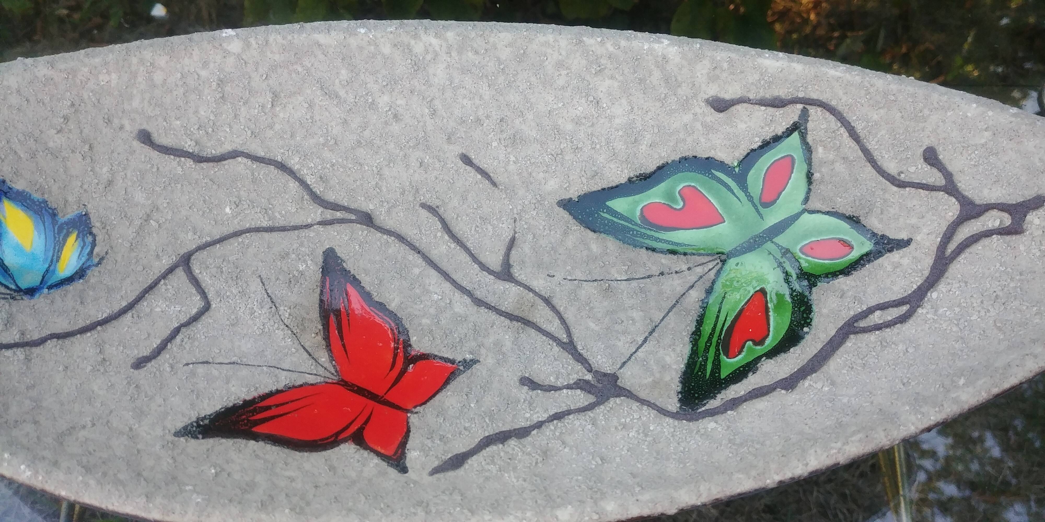 Fruit cup vintage 50s ceramic glazed style brutalist decoration butterflies