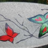 Fruit cup vintage 50s ceramic glazed style brutalist decoration butterflies