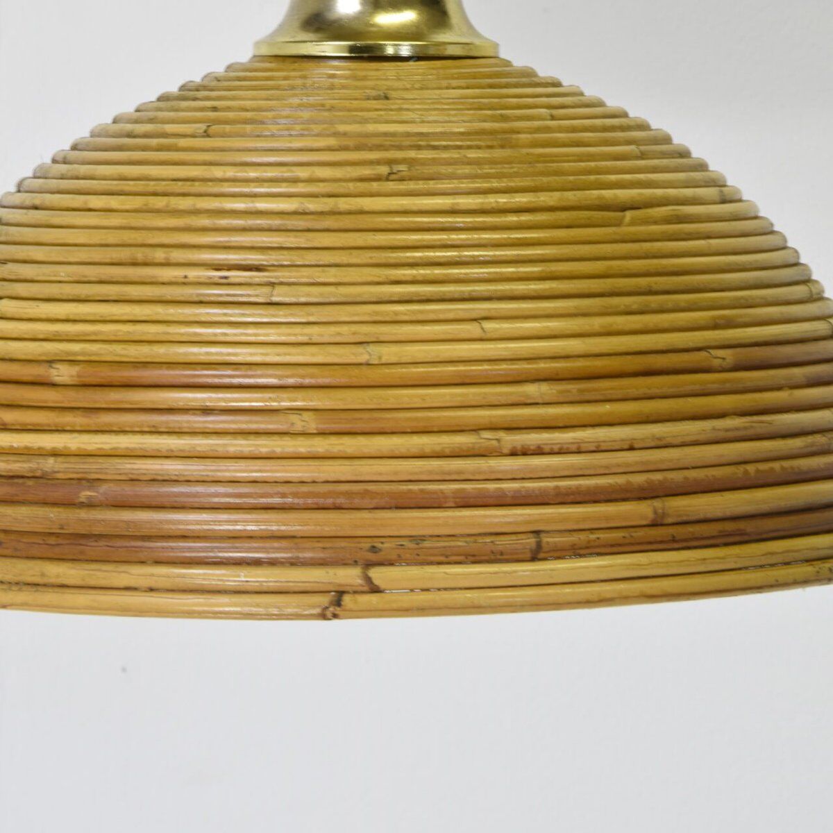 Vintage pendant lamp in bamboo and wicker, 1960s.