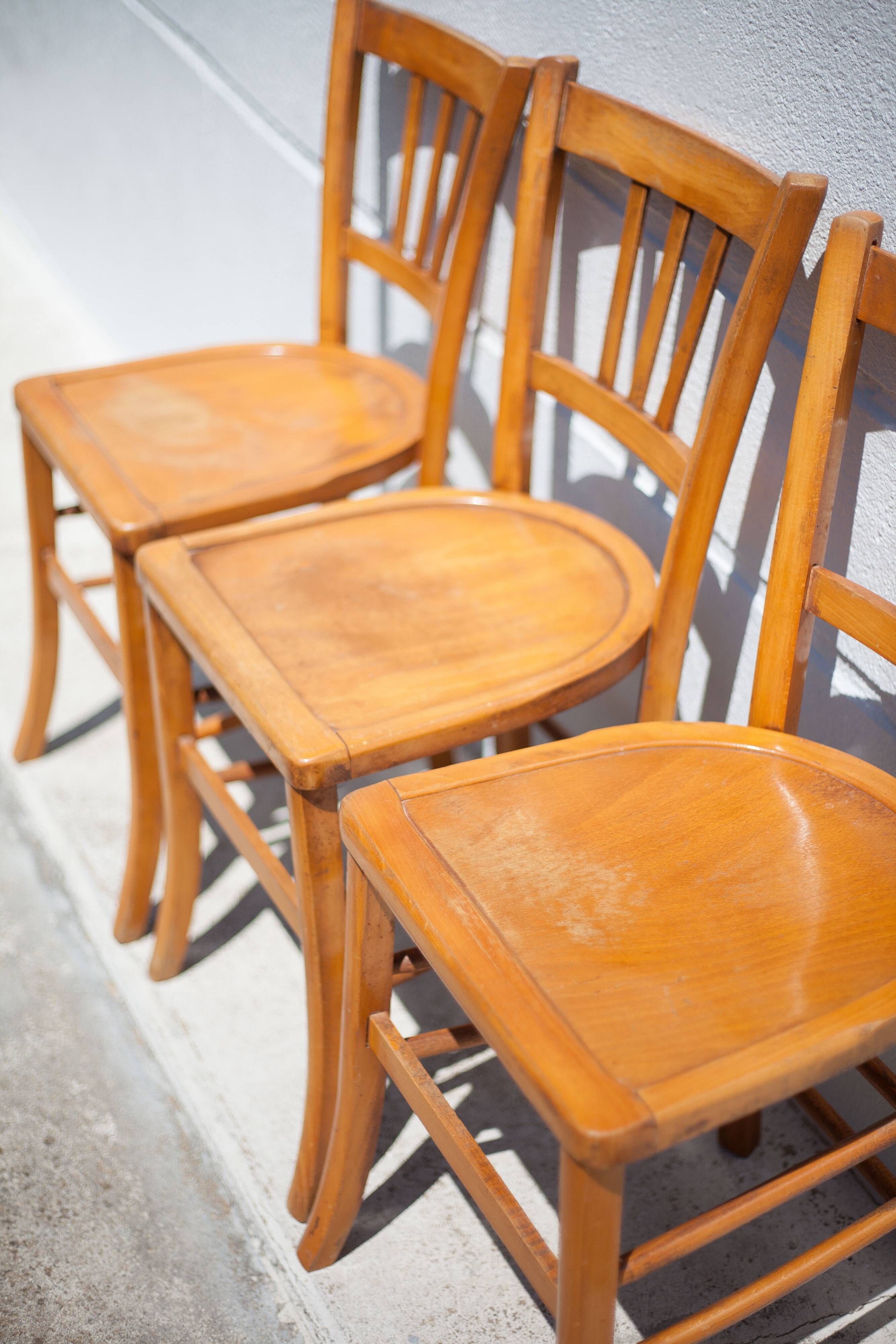 Set of 3 vintage wooden chairs by Luterma, 1960s
