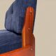 Blue corduroy and solid wood heater