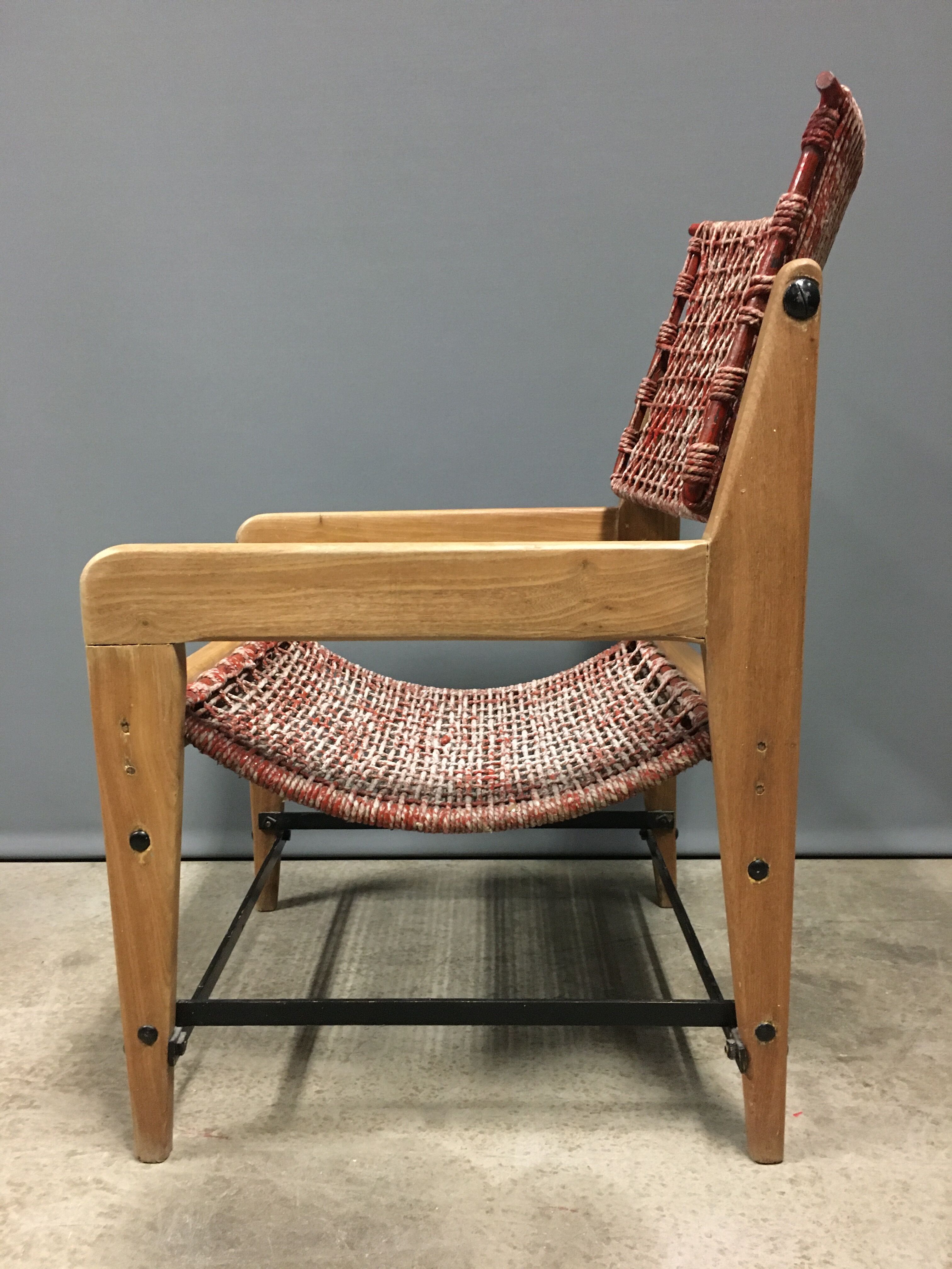1950's very original french rope lounge chair