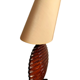 Lampe vintage moderniste 1980 signée drimmer pied céramique + son abat-jour ovale en tissu d'origine