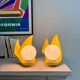 Pair of bright yellow POP lamps - 1980.