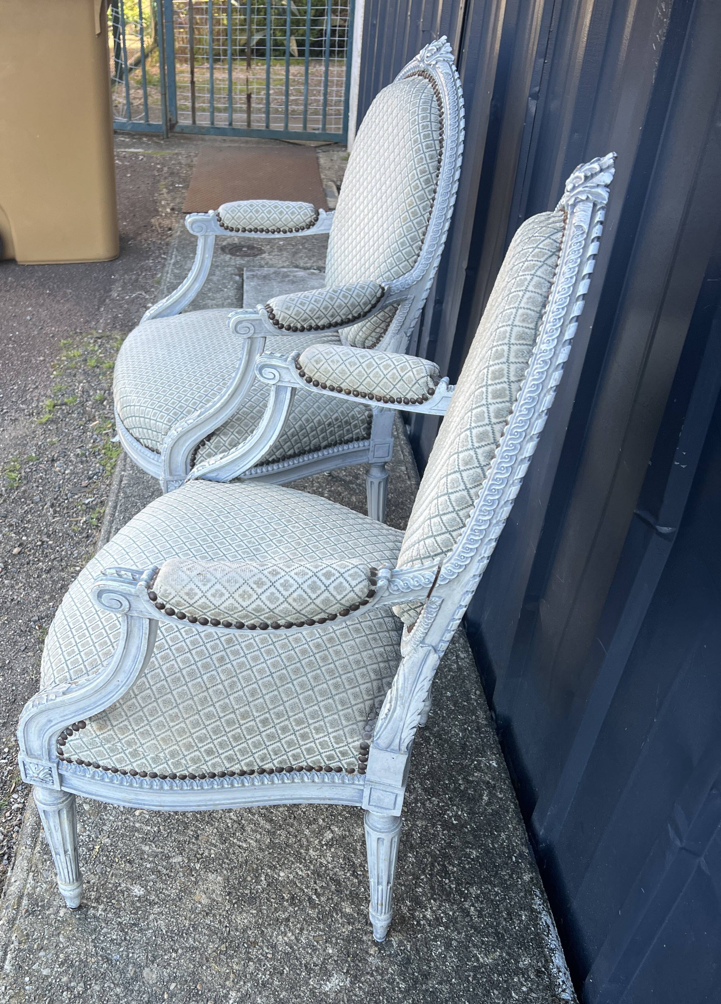 Pair of Louis XVI style armchairs
