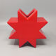 1980s red vase "hsing" by ettore sottsass. made in italy