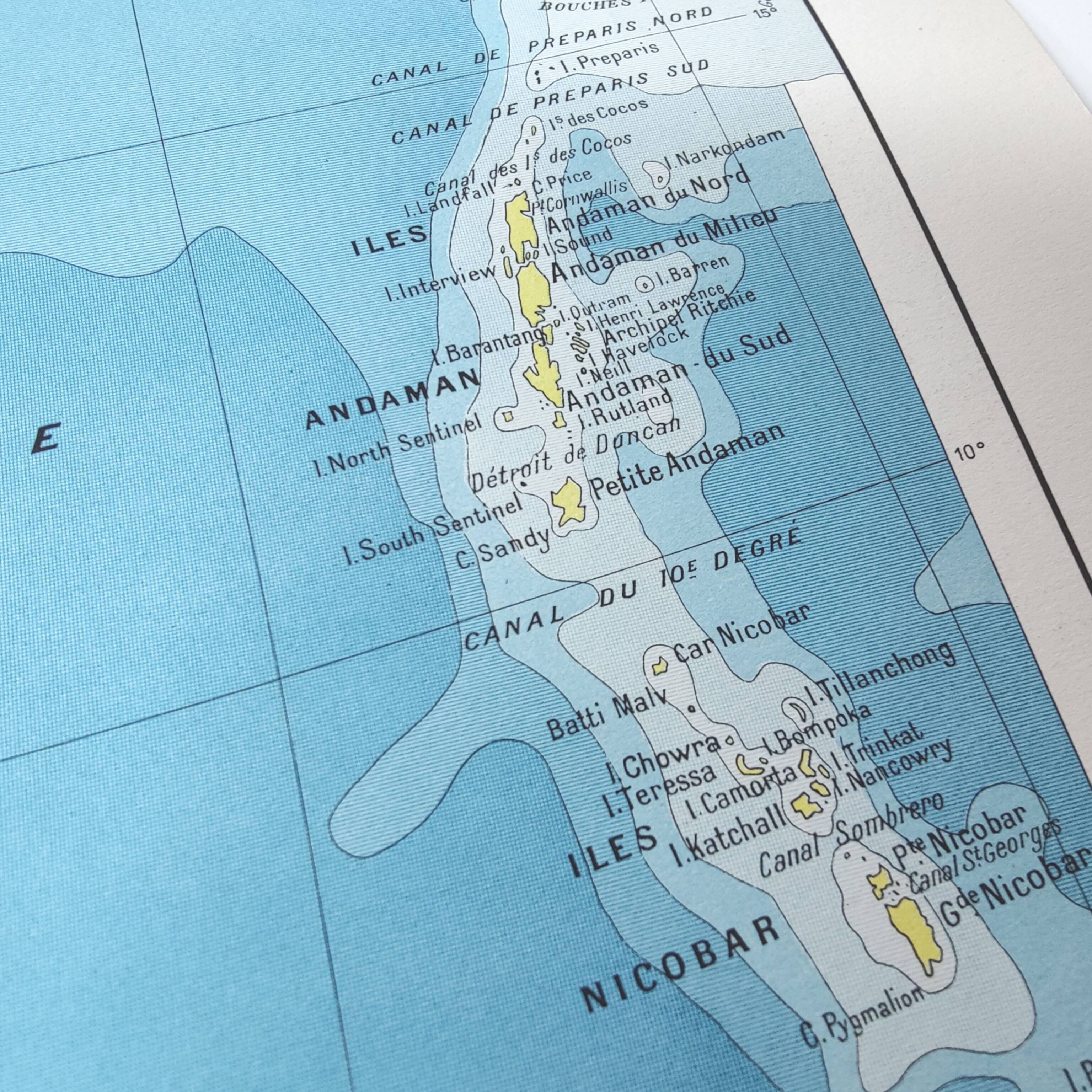 Vintage India map 43x43cm from 1950