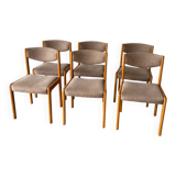 Série de 6 chaises de la marque Self en hêtre et assise en laine
