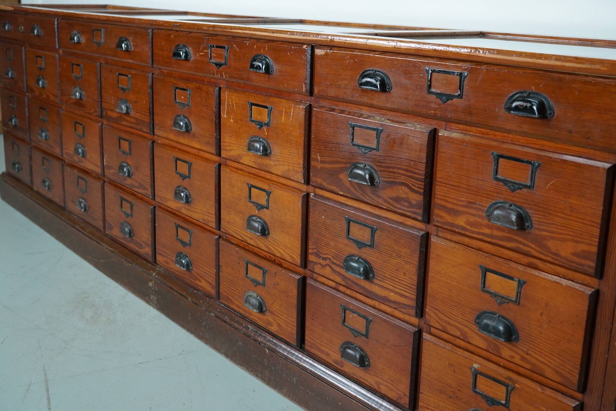 Large Pitch Pine Jewelry Counter/Cabinet, Paris, France, 1930s