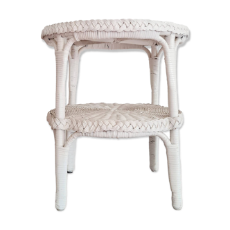 Old white rattan table - rattan end table