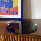 Hollywood regency black glass tray, Italy 1970s