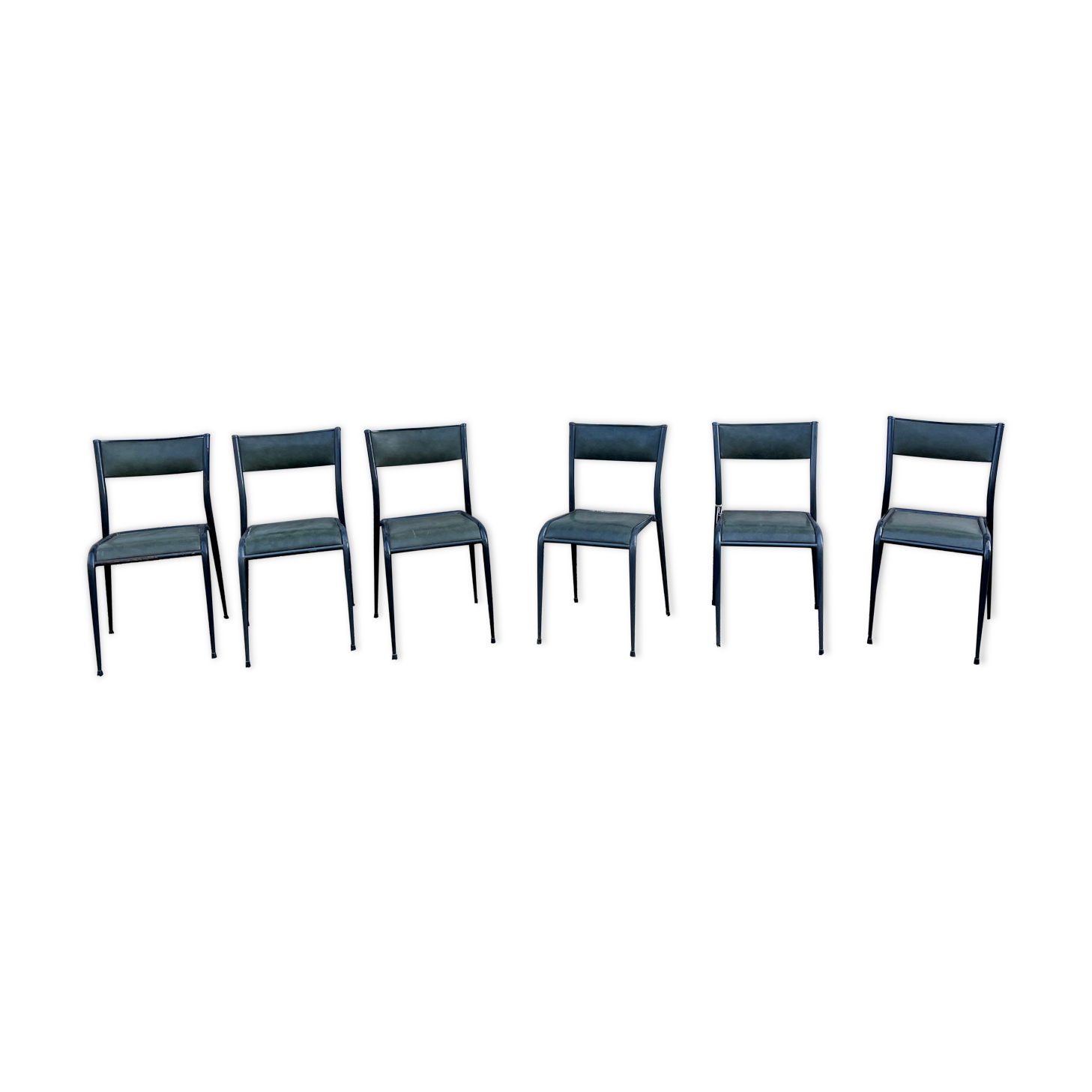 Series of 6 Industrial School Chairs - stackable