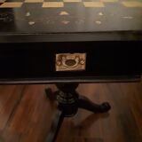 Octagonal chess table marquetry