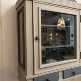 Blue wooden bookshelf