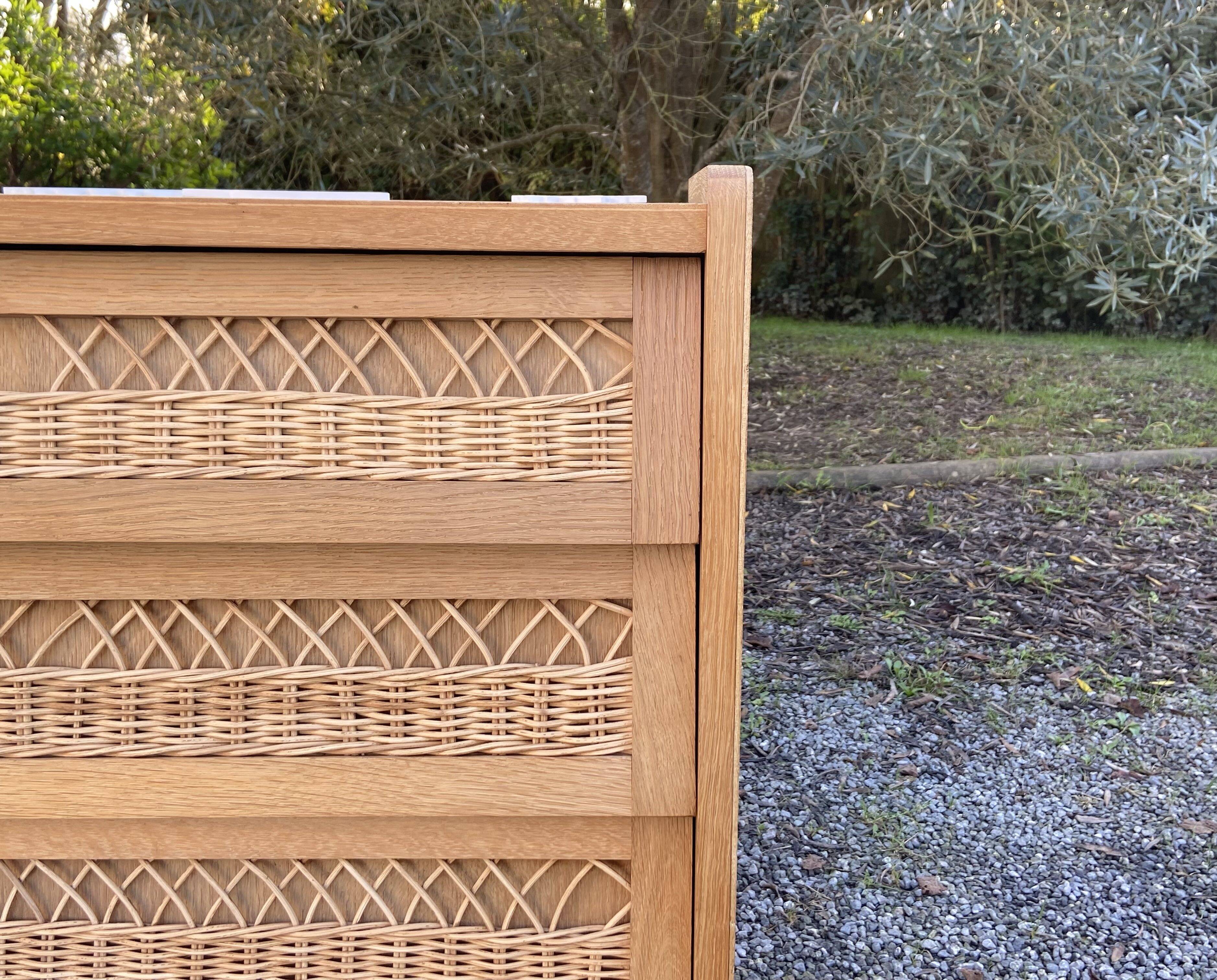 Commode vintage bois rotin