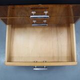 Art Deco walnut nightstand with black opaxite glass, Czechoslovakia 1930s