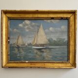 Watercolor representing a regatta at Gâchet by Cormerais 1930