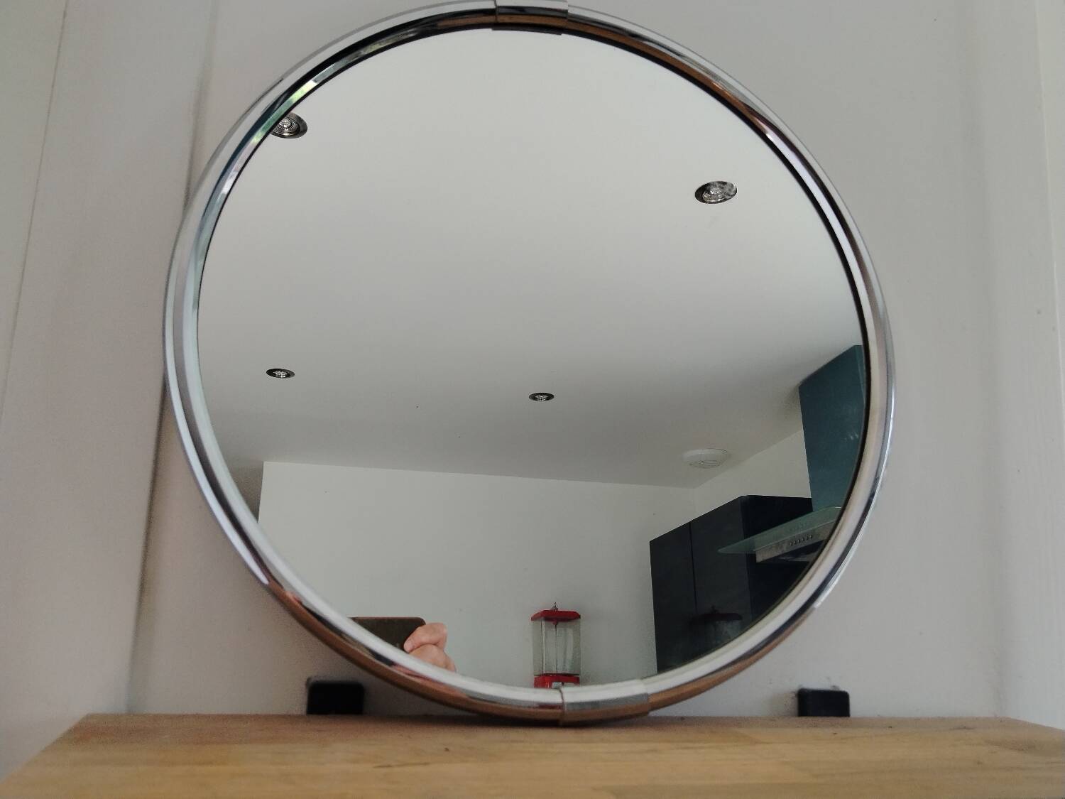 Round chrome metal mirror 1970s