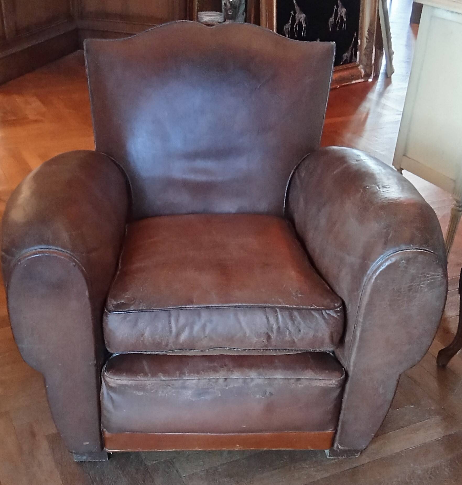 Vintage large club armchair moustache model