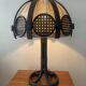 Vintage lamp in rattan, caning and jute fabric from the 1970s.