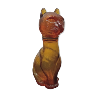 Old bottle in amber glass"cat"
