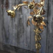 Pair of bronze and gold metal floral wall sconces, flower wall lamp.