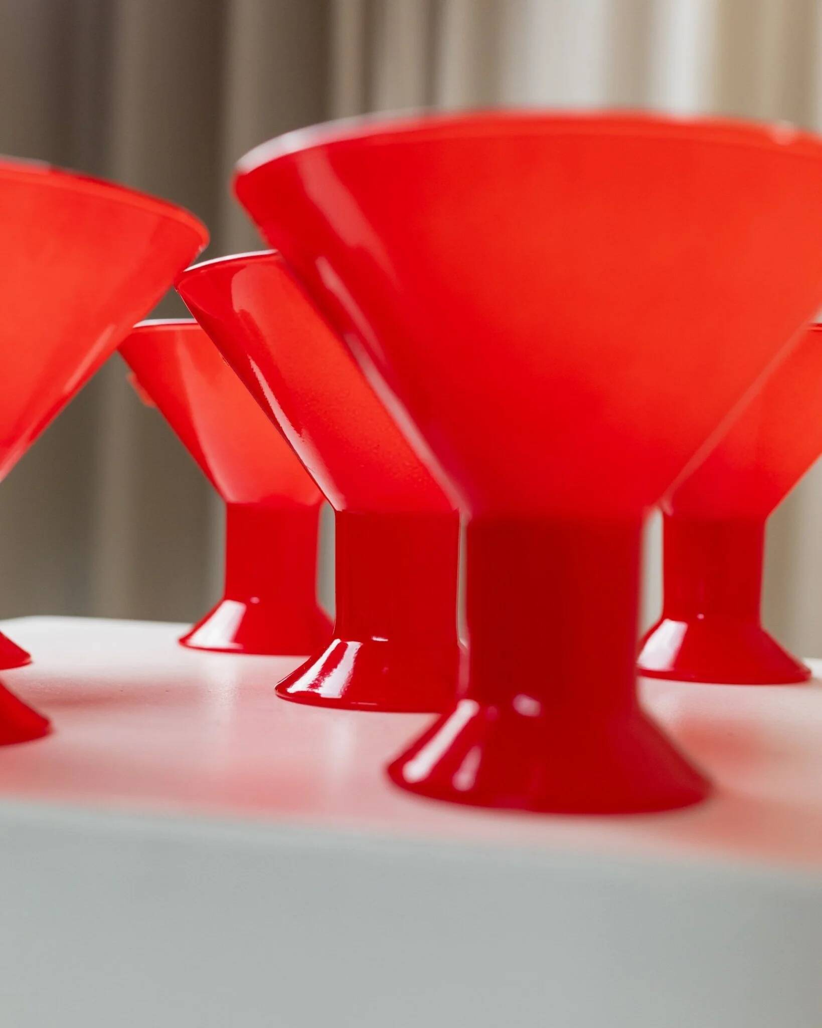 Six Red Glass Joy by Leonardo Drinking Glasses - Postmodern Memphis Style, 1980s Italian Vintage Glassware