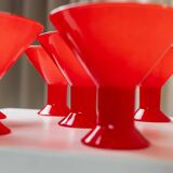 Six Red Glass Joy by Leonardo Drinking Glasses - Postmodern Memphis Style, 1980s Italian Vintage Glassware