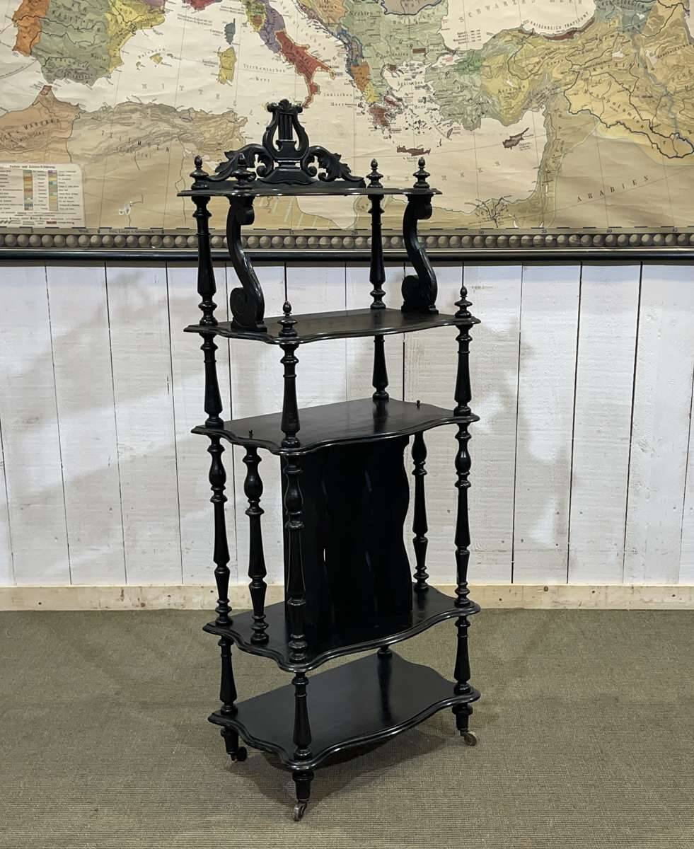 Napoleon III music cabinet, late 19th century, in blackened wood