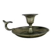 Silver-plated metal candlestick, vintage rat.