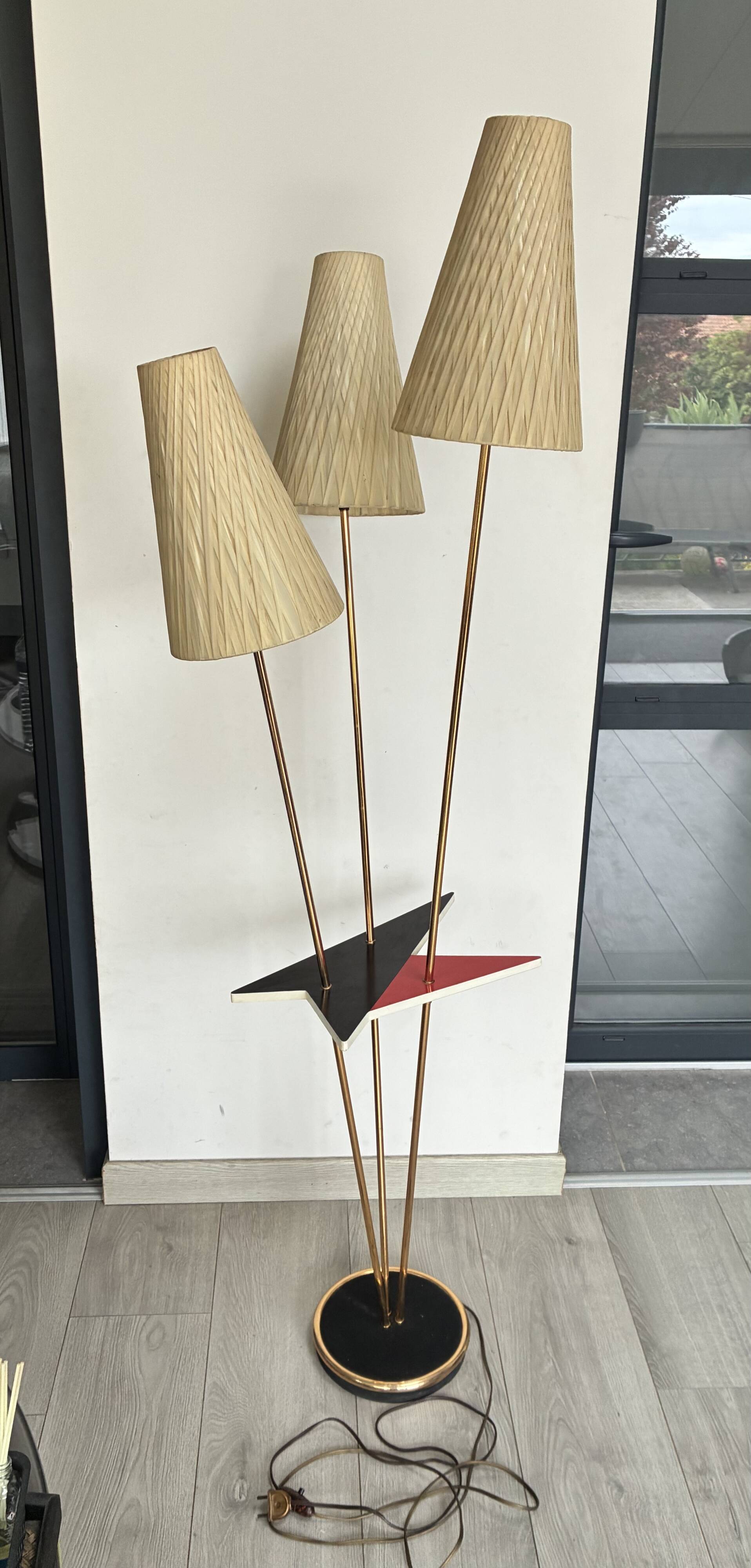 Bouquet floor lamp with 3 lights in Lunel/Arlus style – France 1950s