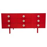 Buffet moderne laqué rouge du milieu du siècle, Italie, années 1970