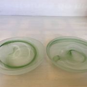 Paire de vide poches baguiers pâte de verre verte